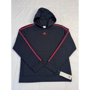 NWT Adidas Hoodie Youth XL 18/20 Black with Red Piping & Kangaroo pouch